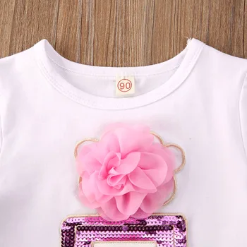 Pudcoco Naujausias Mados Bamblys Baby Girl Drabužių China 3D Gėlių Spausdinti Marškinėliai Topai Odos Mini Sijonas 2vnt Komplektus Drabužių