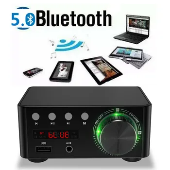 HIFI Bluetooth 5.0 Skaitmeninio Garso Stiprintuvo Galia Valdybos 50WX2 Stereo AMP Amplificador Namų Kino USB TF Kortelę Žaidėjas