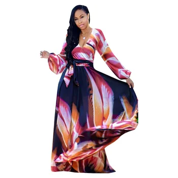 Maketina Spausdinimo Šifono Plius Dydis Suknelė 2020 M. Rudenį V-Kaklo Klubas Šalies Paplūdimys, Negabaritinių Suknelė Elegantiškas Gatvės Varčias Suknelės