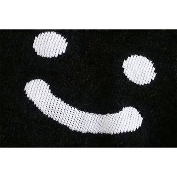 2020 Nauja, Moterų Megzti Megztinis su V-iškirpte ilgomis Rankovėmis Smiley veido modelio Megztinis Atsitiktinis Mados femme vetement ropa mujer