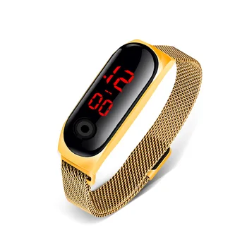 Mados Moterų Sporto Laikrodžiai, Elektroniniai Laikrodžiai LED Tinklelio Diržo Žiūrėti Vyrų Magnetas Sagtis Laikrodis Hodinky Sporto Moterų Laikrodis