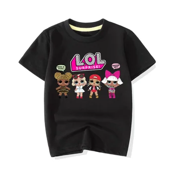 Nauja Vaikų Animacinių filmų LOL Drabužiai Vaikams Mergaičių Marškinėliai LOL Staigmena lėlės Spausdinti trumpomis Rankovėmis Kūdikiui Mergaičių marškinėliai Medvilnė