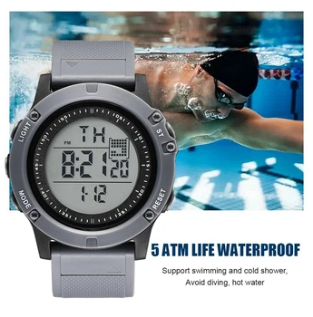 Mados Skaitmeninis Mens Watch Vandeniui Lauko Sporto LED Laikrodžiai Pilka Silikoninė Plaukimo Armijos Elektroninis Laikrodis Reloj Hombre