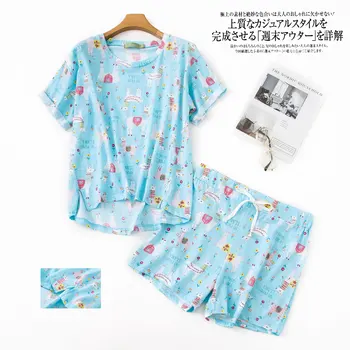 Plius dydis vasaros Mielas šortai pižama rinkiniai moterims medvilnės animacinių filmų ponios pižamos atsitiktinis šortai sleepwear moterų pijamas