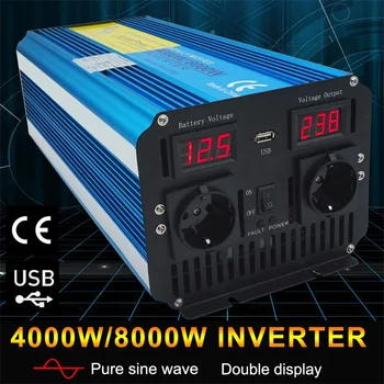 8000W išvyka / Namai Dviguba LED Ekranas pure sine wave power inverter DC 12V/24V AC 220V/230V/240V su 3.1 USB