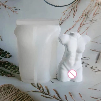 3D Meno Kūno Žvakė Kristalų Epoksidinės Dervos Pelėsių Žmogaus Aromaterapija Gipso Vaškas, Silikono Forma 