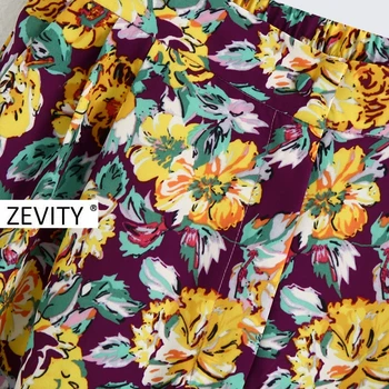 Zevity Naujas moterų mados tropinių gėlių spausdinti atsitiktinis Bermudai Šortai lady elastinga juosmens prašmatnus karšto šortai pantalone cortos P911