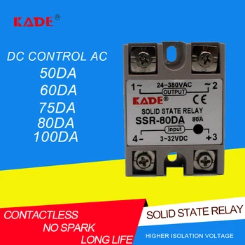 SSR-50DA / 60da / 75DA/80DA/100DA kontroliuojamas DC AC SSR vienfazis (solid state relay su plastiko dangtelis nuo dulkių