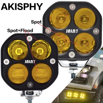 AKISPHY LED Lemputė 40W Motociklo priekinis žibintas Automobilio Vairuotojo Lempa ATV, SUV Sunkvežimių Vietoje Potvynių Šviesos Balta Geltona 10V 30 V
