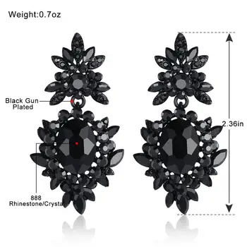 Minmin Raudona ir juoda Spalva Crystal Gėlių Formos, Dideli, Ilgai Lašas Auskarai Moteris 2020 Naujas Mados Vestuvės Juvelyrika EH1080