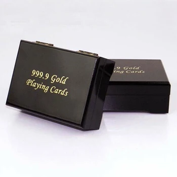 Karšto Pardavimo Prabangos 24K Aukso Folija Pokerio Kortų Kaladės, Padengtą Kortelės Gražus Medienos dėžė
