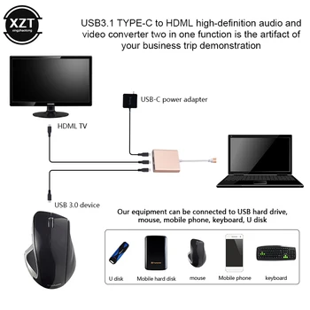 Naujausias Mutis Prievadai USB 3.1 C Tipo HDMI USB 3.0 HUB USB-C multi-port Adapteris Raktu Dock Laidas 