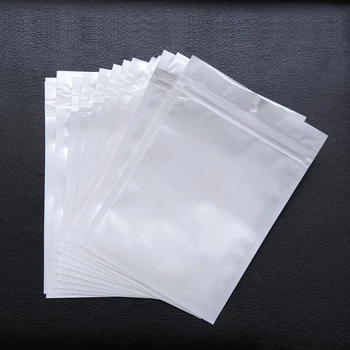 500pcs Geriausios Kokybės Išvalyti + white pearl Plastiko, Poli OPP pakavimo užtrauktukas Zip-lock Mažmeninei prekybai skirtose Pakuotėse Papuošalai maisto PVC plastiko maišelį