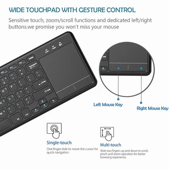 Zienstar2.4Ghz Touchpad Bevielio ryšio Klaviatūra, skirta 