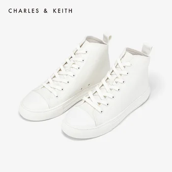 CHARLES＆KEITH Naują Atvykimo Pavasarį 2020 CK1-71700035Women Sportbačiai nėrinių iki vientisos spalvos trumpas stiliaus batai