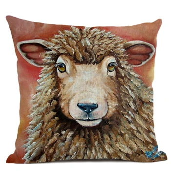 Gyvulių, karvių, avių, kiaulių, pagalvėlė apima, miegamasis, sofa-dekoratyvinis pagalvės 45x45cm aukštos kokybės lino biuro aksesuarai