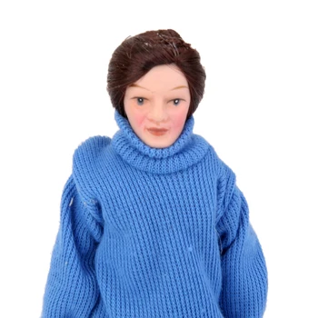 Aukštos Kokybės Miniatiūriniai Lėlių Porceliano Lėlės Vyriška Mėlynos spalvos Megztinis Labai Kolekcija Doll House Dekoro Gimtadienio Dovana