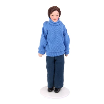 Aukštos Kokybės Miniatiūriniai Lėlių Porceliano Lėlės Vyriška Mėlynos spalvos Megztinis Labai Kolekcija Doll House Dekoro Gimtadienio Dovana