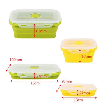 HOOMIN Bento Dėžutės Lunchbox Silikono Priešpiečių Dėžutė 350/500ml, Mikrobangų krosnelė, Indai talpinimo Nešiojamų Dubenį Sudedamas Maisto Konteinerį