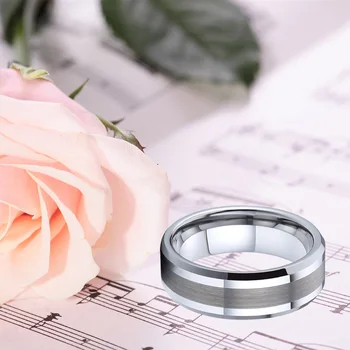 Meilė Aljanso Vyrų Volframo karbido papuošalai sidabro spalvos nupjautas santuoka vestuvių juostoje pora žiedai vyrams ir moterims 6mm 8mm