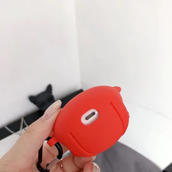 Karšto šunelis 3D raudonas minkštas silicio Belaidės Ausinės Įkrovimo Dėžutės Dangtelį Krepšys 