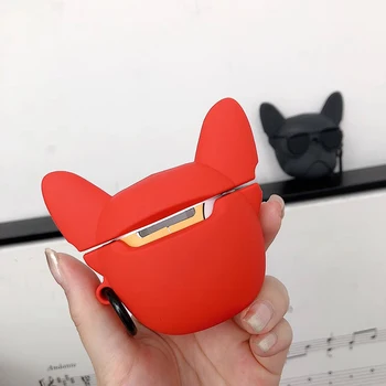 Karšto šunelis 3D raudonas minkštas silicio Belaidės Ausinės Įkrovimo Dėžutės Dangtelį Krepšys 