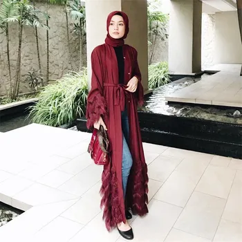 2019 Aptakus Elegantiškas Kilnus Dubajus Cardigan Hairlace Moterų Musulmonų Suknelė Suknelė LR207