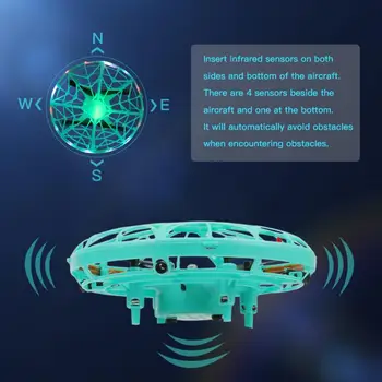 Mini Drone Infraraudonųjų spindulių Jutiklį, UFO, Plaukiojantiems Žaislo Indukcijos Orlaivių Quadcopter Vaikams Led Žibintai, Lankstus ABS Medžiagos Saugos Žaislai