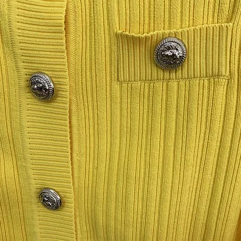 HARLEYFASHION Slim Temperamentas Moterų Džemperis Cardigan Chalatą ilgomis Rankovėmis Vieną Krūtinėmis Trumpas Viršuje Clothings 3 Spalvos