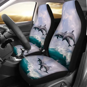 INSTANTARTS Jūros Gyvūnų Delfinų Modelis Universalus Automobilių Sėdynės Raštas Dangtelis didelėms Apkrovoms, Priekiniai Automobilių Sėdynių užvalkalai 2 Vaikams, Vyrams