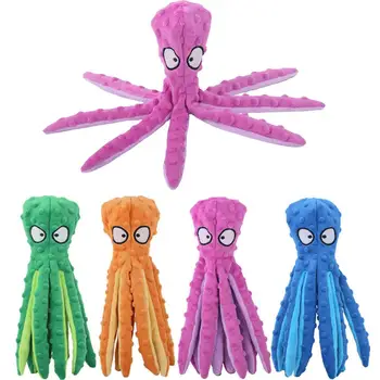 Šunelis Pliušinis Minkštas Įdaryti Squeaky Žaislų, Mažylis Cute Octopus BB Bite-Atsparus Internative Skambėjo Popieriaus Juokinga Kramtyti Katė 8 Kojos Žaislas