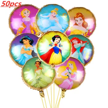 50pcs/set Animacinių filmų 18 colių Princesė balionai mergytę su Gimtadieniu dekoracijos Šalies prekių helio balionas Vaikams, žaislai