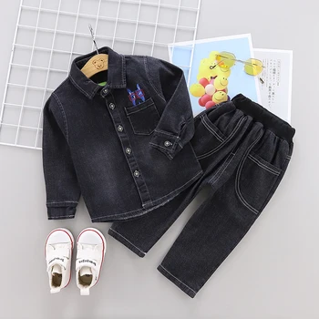 Vaikai drabužių berniukas pavasarį kostiumas 2019 naują pavasario vaikų džinsinis kostiumas dvi džinsinis paltas+jean kelnės vaikams, drabužiai