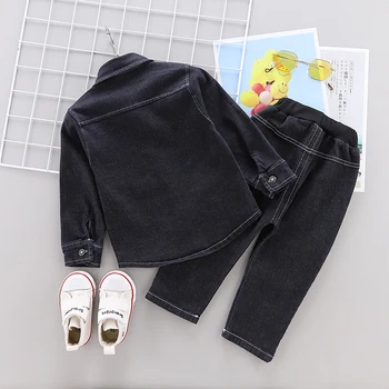 Vaikai drabužių berniukas pavasarį kostiumas 2019 naują pavasario vaikų džinsinis kostiumas dvi džinsinis paltas+jean kelnės vaikams, drabužiai
