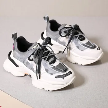 MBR JĖGA Moterų batai Butas Platforma Sneaker atsitiktinis natūralios Odos Kratinys Storio apačioje Ponios Sneaker