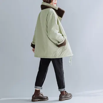 DIMANAF Plius Dydis Moterų Apsiaustai Medvilnės-paminkštintas 2020 Striukė Žiemos Sustorėjimas Dviejų Stiliaus Parko kurti Naujų Viršutiniai drabužiai Didelės Striukė