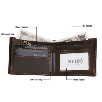 Originalus karvės odos vyriškos odinės piniginės, efektyviai blokuoja RDA trumpas piniginės apsaugoti kredito kortelės turėtojas informacijos saugumo