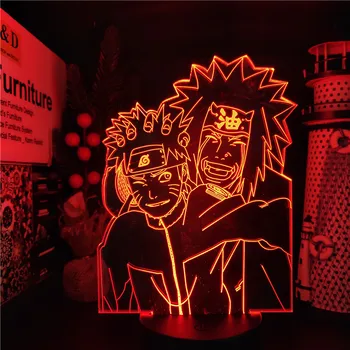 Naruto 3D Lempos Uzumaki Naruto Jiraiya Anime Naktį Šviesos Miegamojo Puošimas Lampara Kalėdų Dovana Vaikams Žibintai Kūrybos Apdailos Apšvietimas