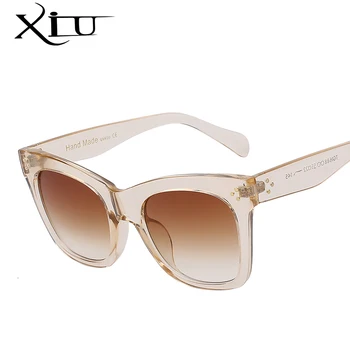 XIU Nauji Akiniai nuo saulės Moterims Prekės ženklo Dizaineris Retro Vintage Sunglass Mados Moterų Saulės akiniai Didelis Rėmas UV400