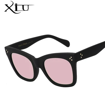 XIU Nauji Akiniai nuo saulės Moterims Prekės ženklo Dizaineris Retro Vintage Sunglass Mados Moterų Saulės akiniai Didelis Rėmas UV400