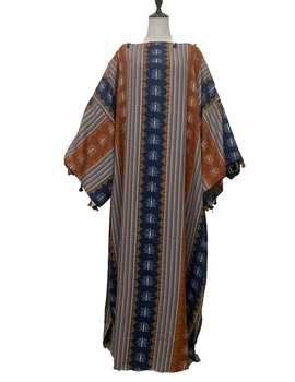 Dashiki Afrikos Moterų Spausdinti Medvilnės Kaftan Moterų Maxi Suknelė Plius Dydis Bohemijos Dubajaus Musulmonų Moterys Ilga Suknelė
