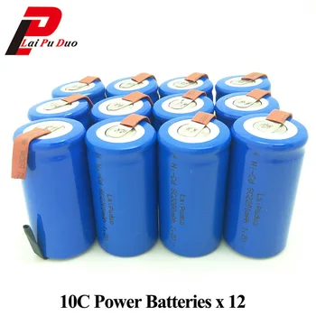 Akumuliatorius NI-CD Subc Baterija 1.2 V SC 2200mAh 15A Galia Batteria Akumuliatorius, 12 Vienetų Įtraukti