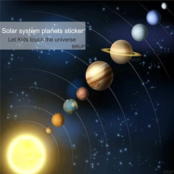 12 Rūšių Saulės Sistemos Planetų Sienų Lipdukai Vaikų Kambario Visatos 3D Lipdukai Vaikų Kambario Dekoracija Miegamieji Grindų, Lubų Dekoras