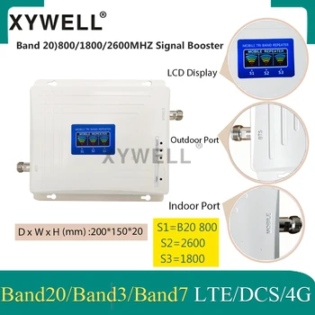 B20)LTE 800 1800 2600 Mhz Tri-Band 4G Cellular Stiprintuvo 4G signalo Stiprintuvas LTE DCS Kartotuvas GSM 2g 3g 4g Mobiliojo ryšio Signalo Stiprintuvas