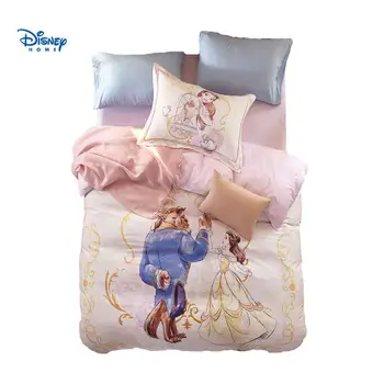 Grožio ir žvėrys patalynės komplektas prabangių medvilnės disney paklode nustatyti 3d rožinė mergaitė princesė antklode padengti kūdikių dovana pagalvės užvalkalą vaikas
