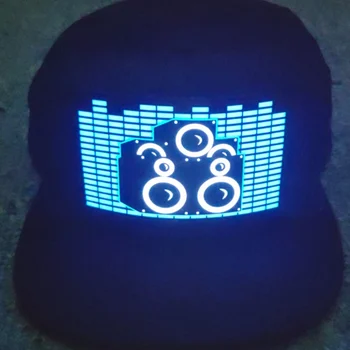 Įsižiebti Garso Aktyvuotas Beisbolo kepuraitę DJ, LED Mirksi Skrybėlę, Su Nuimamu Ekranu Skrybėlės