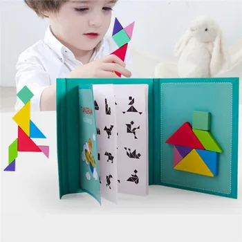 Vaikų Smegenų Erzinti Magnetinė 3D Dėlionė, Dėlionės Tangram Žaidimas Montessori Mokymo Švietimo Piešimo Lenta Žaidimai Žaislą Dovanų