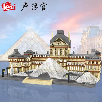Lezi Pasaulio Kūrybos Architektūros Prancūzija Paryžiaus Luvro Muziejus 3D Modelį Statybinių Blokų Rinkinį 