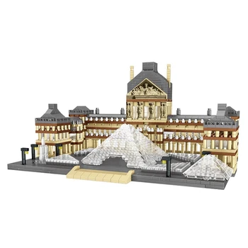 Lezi Pasaulio Kūrybos Architektūros Prancūzija Paryžiaus Luvro Muziejus 3D Modelį Statybinių Blokų Rinkinį 