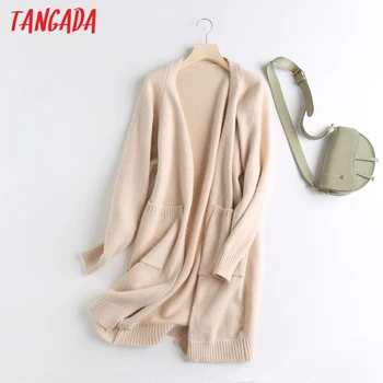Tangada moterims, elegantiškas, kietas ilgas cardigan vintage megztinis rudens-žiemos mados negabaritinių megzti megztinis kailis BC83